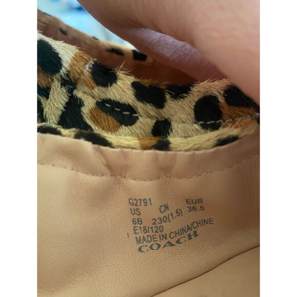 Coach Stanton Signature Buckle Calf Hair Ballet Flats Size 6 Leopard Print Gold - Picture 7 of 8